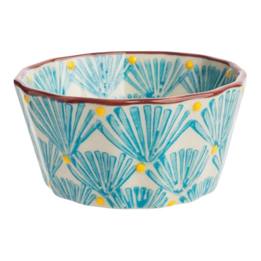 Tortiera Muffin Fiorellini Gialli e Azzurri con bordo Vinaccia