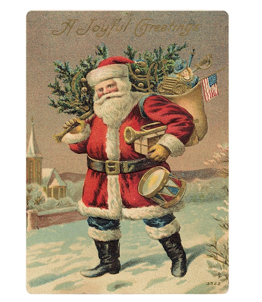 Targa Vintage Babbo Natale Joyful Greetings